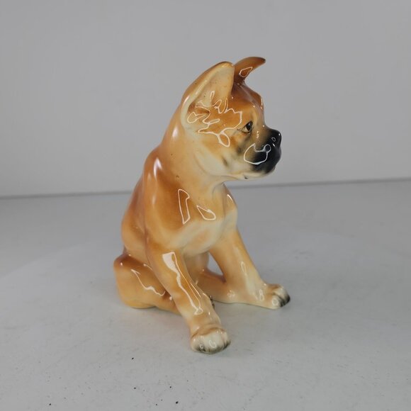 Vintage Boxer Dog Figurine Ceramic Collectible Statue Sitting Japan - Picture 3 of 8